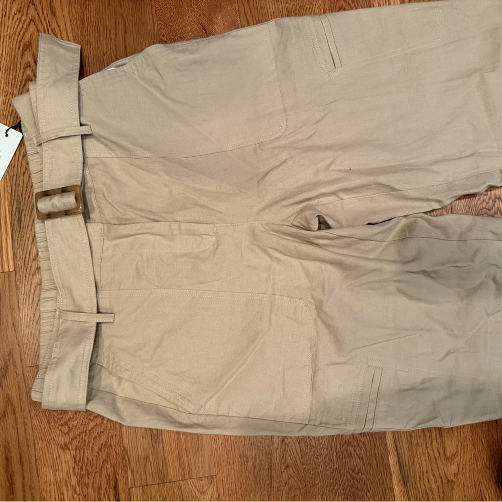 Rachel Zoe Tan Trouser capris with Wooden Buckle